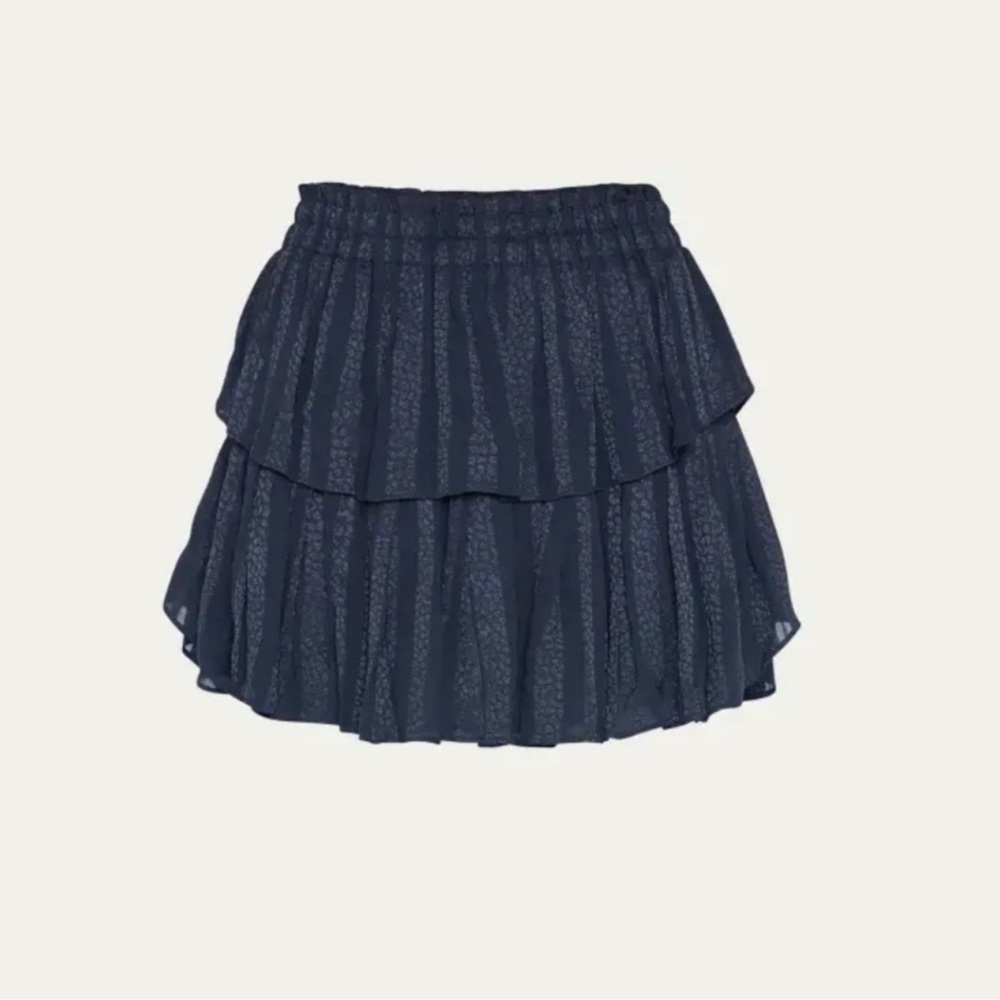LoveShackFancy size XL Ruffled Mini Skirt Navy Midnight Blue NWT - Picture 9 of 9